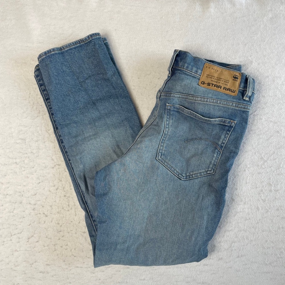 G-Star Raw Viktoria High Straight Jeans 30 Blue Distressed Denim High Rise